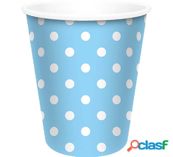6 Vasos Celestes con Topos Blancos de 250 ml
