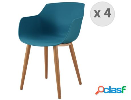 Andrea-Silla Escandinava Azul Pato Con Pie De Metal Efecto