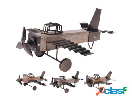 Avion madera metal 26 cm surtido