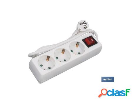Base múltiple 3t. 1,4m cable c/int. (16a-250v)