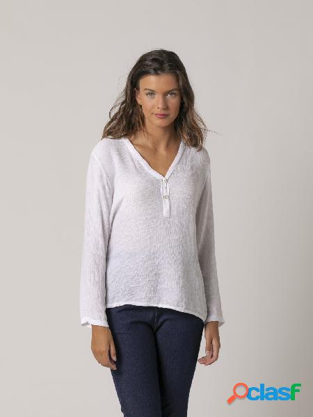 Blusa fuida escote en pico Blanco