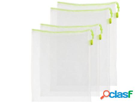 Bolsas de compra reutilizables de malla 4 unidades, 2 bolsas