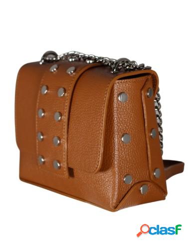 Bolso Bandolera De Mujer Con Tachuelas Metálicas Marrón