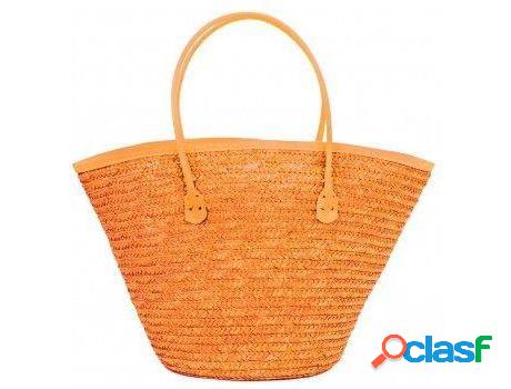 Bolso HOGAR Y MÁS Capazo De Fibra Natural Naranja (50 x 26