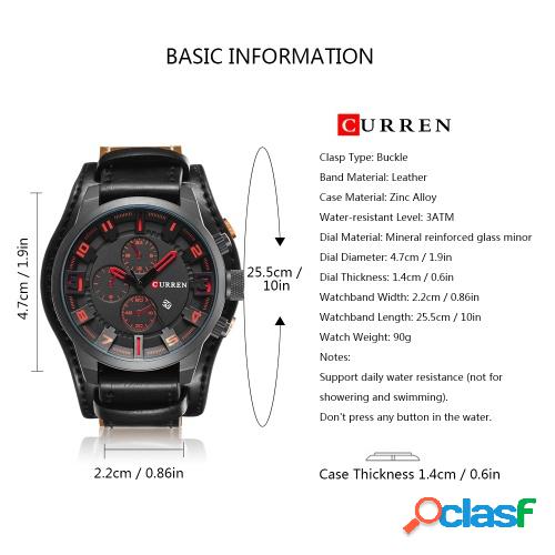 CURREN 8225 Cuarzo Reloj de moda Hombre Reloj Marca de