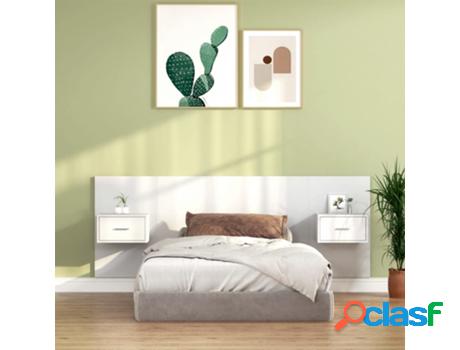 Cabecero de Cama con Mesitas VIDAXL (Blanco -Madera