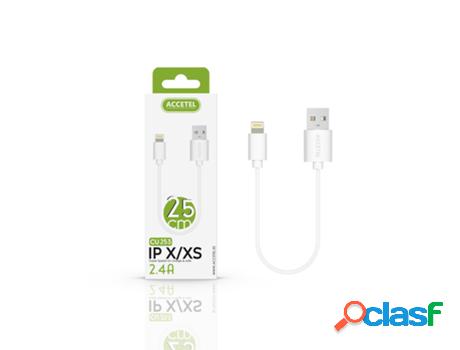 Cable Lightning Cu-253 25Cm. 2.4A Por Apple Iphone 14 Blanco