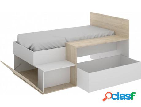 Cama Individual DKIT Max 03K429863 (Blanco, Marrón - Madera