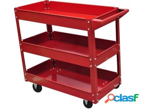 Carrito de Herramientas VIDAXL para El Taller (Acero - Rojo)