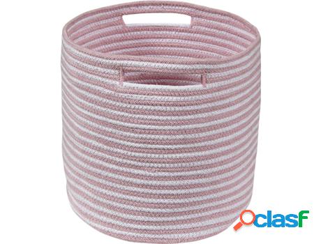 Cesta Infantil HAPPY DECOR KIDS A Rayas (Rosa, Blanco -