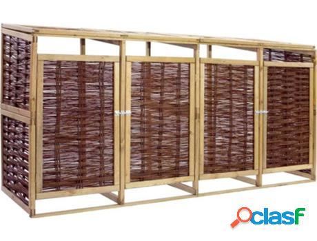 Cobertizo para Basuras VIDAXL Cuádruple (Marrón - Madera -
