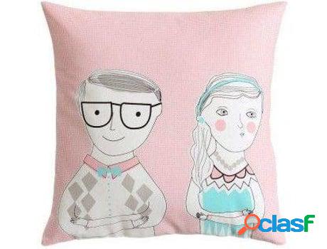 Cojín HOGAR Y MÁS Decorado Con Corazón Rosa Palo (45x45
