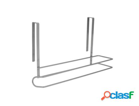 Colgador portarrollos papel cocina, acero para puertas,