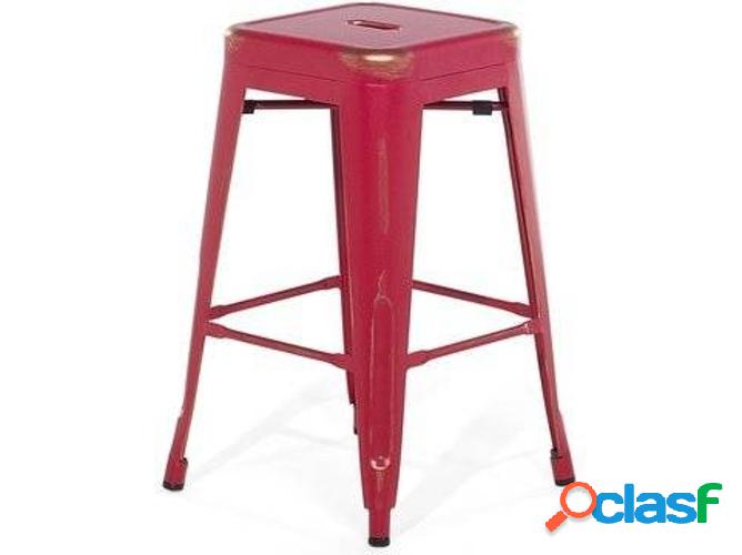 Conjunto 2 Taburetes de Bar BELIANI Cabrillo (Rojo - 40 x 40