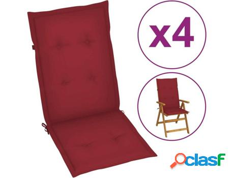 Conjunto 4 Almohadas VIDAXL (Rojo - Tela - 120 x 50 x 4 cm)