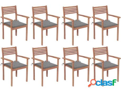 Conjunto 8 Sillas de Jardín VIDAXL Apilables con Cojines