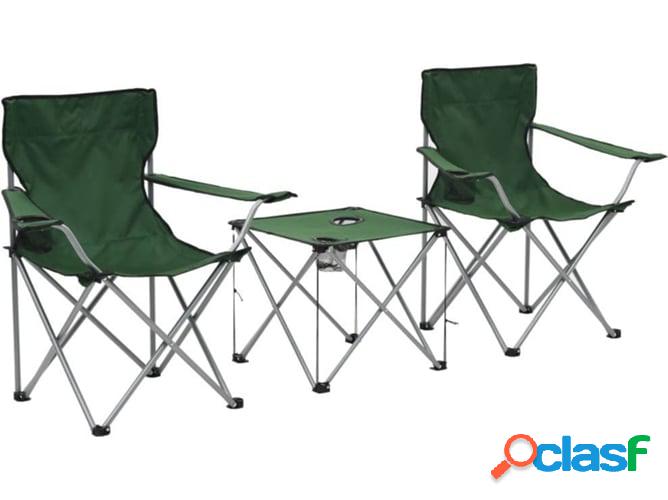 Conjunto Mesa y Sillas de Camping VIDAXL Verde (3 piezas)