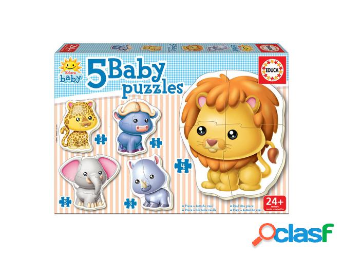 Conjunto de 5 Baby Puzzles EDUCA BORRAS Animales Salvaje (5
