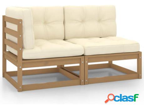 Conjunto de Jardín VIDAXL 2 Piezas con Almohadas (Marrón -