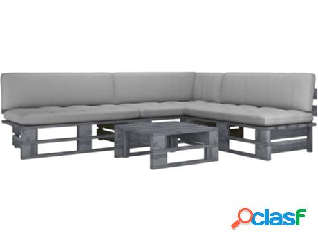 Conjunto de Jardín VIDAXL 4 Piezas con Cojines (Gris -