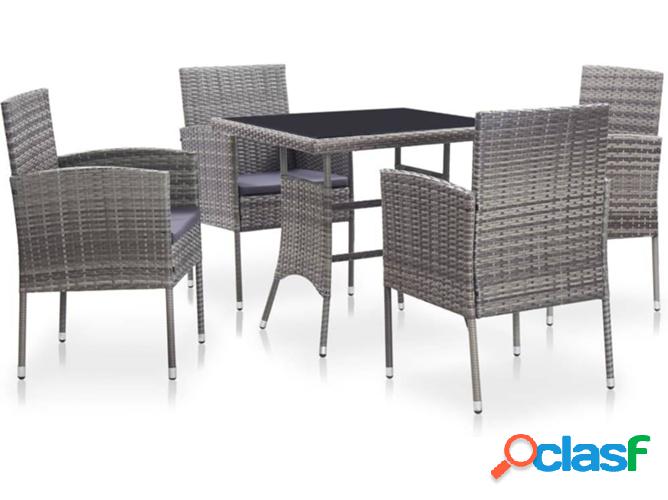 Conjunto de Jardín VIDAXL 5 Piezas con Cojines (Mimbre PE -