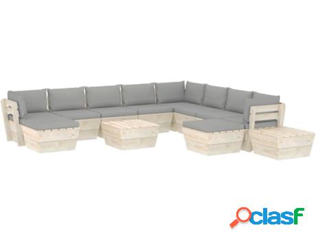 Conjunto de Jardín VIDAXL Lounge (Gris - Madera - 60x60x65