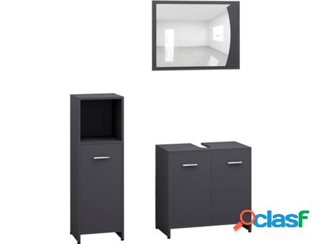 Conjunto de Muebles VIDAXL 3056909 (Gris - Madera Aglomerada