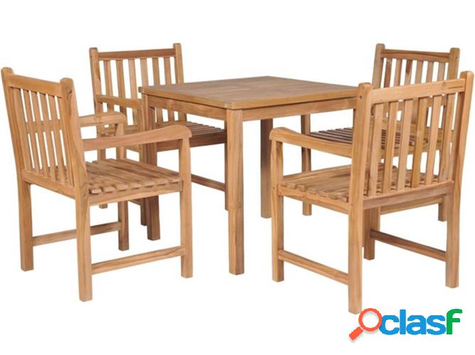 Conjunto de cenar para Exterior VIDAXL Madera de teca maciza