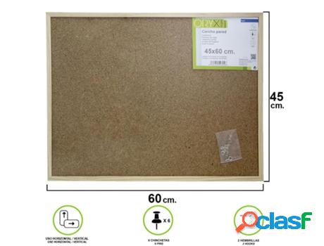 Corcho pared 45x60 cm. marco madera con 6 chinchetas