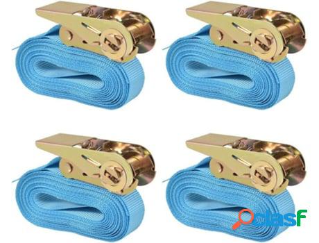 Correas de Sujeción de Trinquete VIDAXL 4 Piezas Azul (6m x