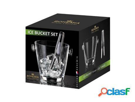 Cubo hielo vidrio 14 cm + pinza