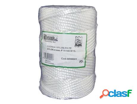 Cuerda nylon mate 4mm blanca rollo 200mt.