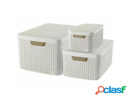 Curver 421844 Style Storage Basket With Lid 3 Pcs White