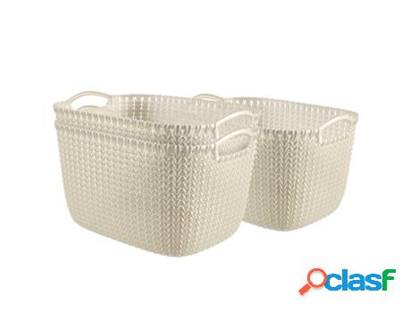 Curver 421857 Knit Baskets 3 Pcs Rectangular Size L White
