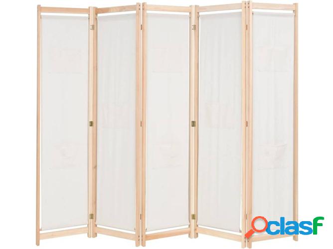 Divisoria de habitación con 5 paneles VIDAXL tejido beige