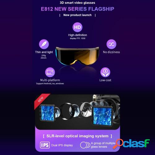 E812 Gafas de video portátiles Pantalla 3D montada en la