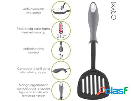 Espatula rasera cocina nylon con mango antigotas engomado