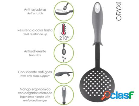 Espumadera cocina nylon con mango antigotas engomado 35 x