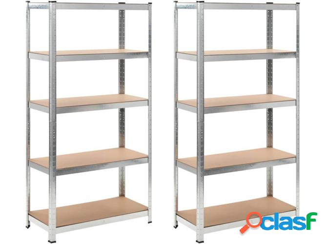 Estantería VIDAXL 2 Pzs (Acero y MDF - 90 x 40 x 180 cm -