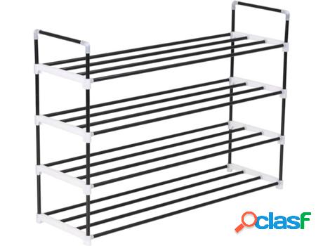 Estanterías VIDAXL con 4 Baldas (Negro - Metal - 91 x 29 x