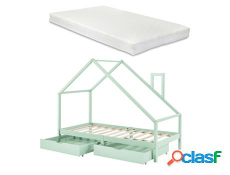 Estructura de Cama Infantil [EN.CASA] (Verde - Madera - 90 x