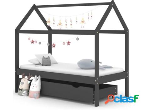 Estructura de Cama Infantil VIDAXL 1 Cajón (Gris - Madera -