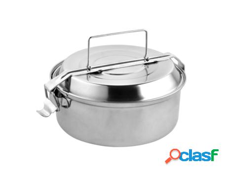 Fiambrera metalica de acero inoxidable con 2 platos ø 18
