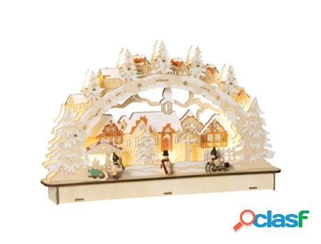 Homcom Casa De Pueblo Navideño Con 12 Luces Escena