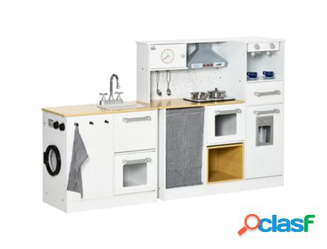Homcom Cocina De Juguete De Madera 2 Piezas Para Niños De