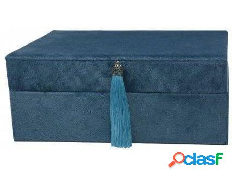 Joyeros HOGAR Y MÁS Terciopelo Doble Cajón Azul Joya Con