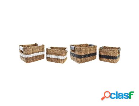 Juego De Cestas Dkd Home Decor Colonial Pu Fibra (32 X 25 X