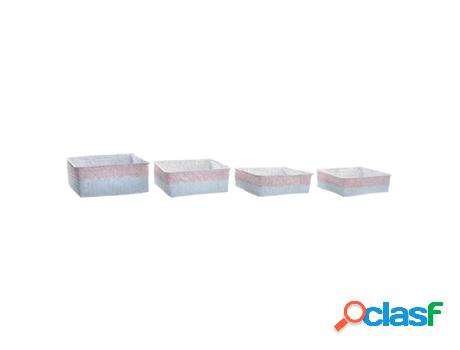 Juego De Cestas Dkd Home Decor Poliéster Fibra Boho