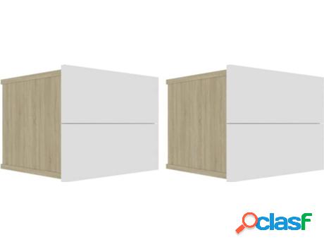 Juego de 2 Mesitas de Noche VIDAXL 801064 (Beige - Madera