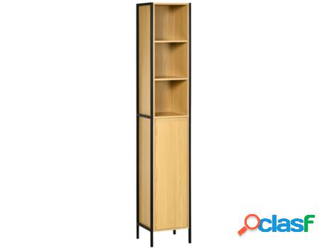 Kleankin Armario Alto De Baño Con 1 Puerta Y 3 Estantes